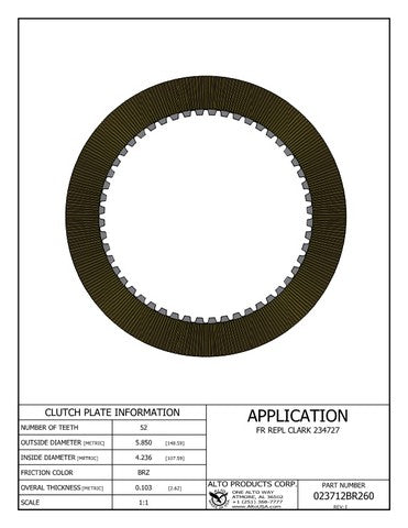 Friction Alto Products 023712BR260