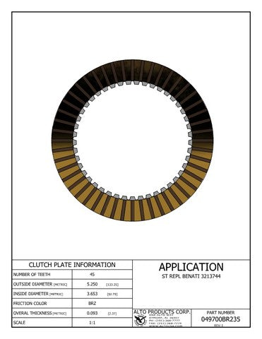 Friction Clutch Alto Products 049700BR235