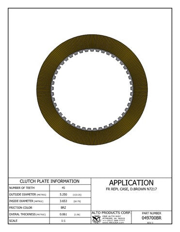 Friction Clutch Alto Products 049700BR