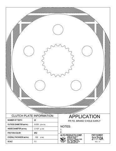 Friction  - Brake Alto Products 311710A