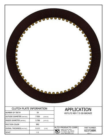 Friction Clutch Alto Products 023738BR