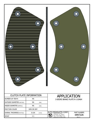 Friction  - Brake Alto Products 099722K