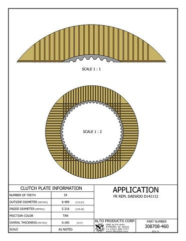 Friction Alto Products 308708-460