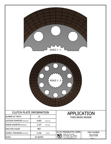 Friction  - Brake Alto Products 311710