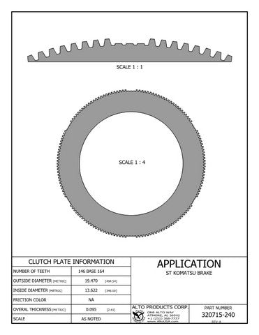 Steel  - Brake Disc mating plate Alto Products 320715-240
