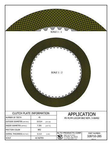 Friction Alto Products 328710-285