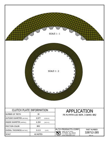 Friction Alto Products 328712-285