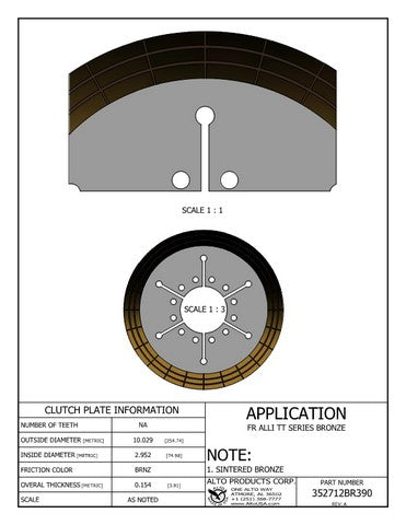 Friction Alto Products 352712BR390