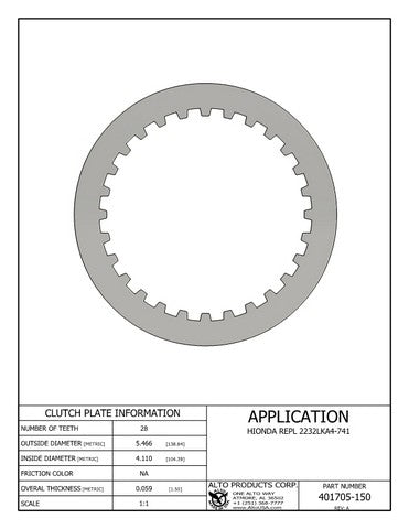 Steel Clutch Alto Products 401705-150