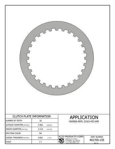 Steel Clutch Alto Products 401705-155