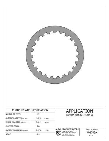 Steel Clutch Alto Products 402703A
