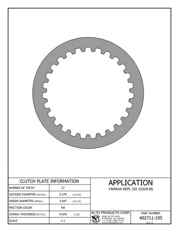 Steel Clutch Alto Products 402711-195