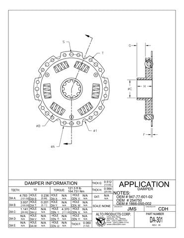 Damper Assembly Alto Products DA-301